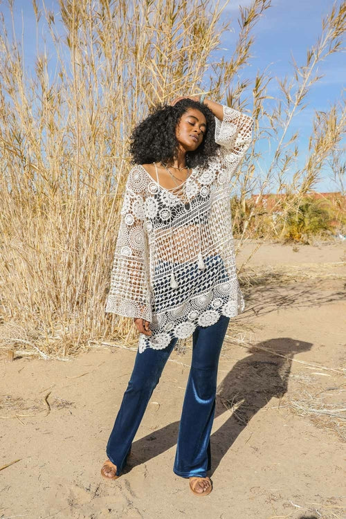 Lace-Up Crochet Tunic